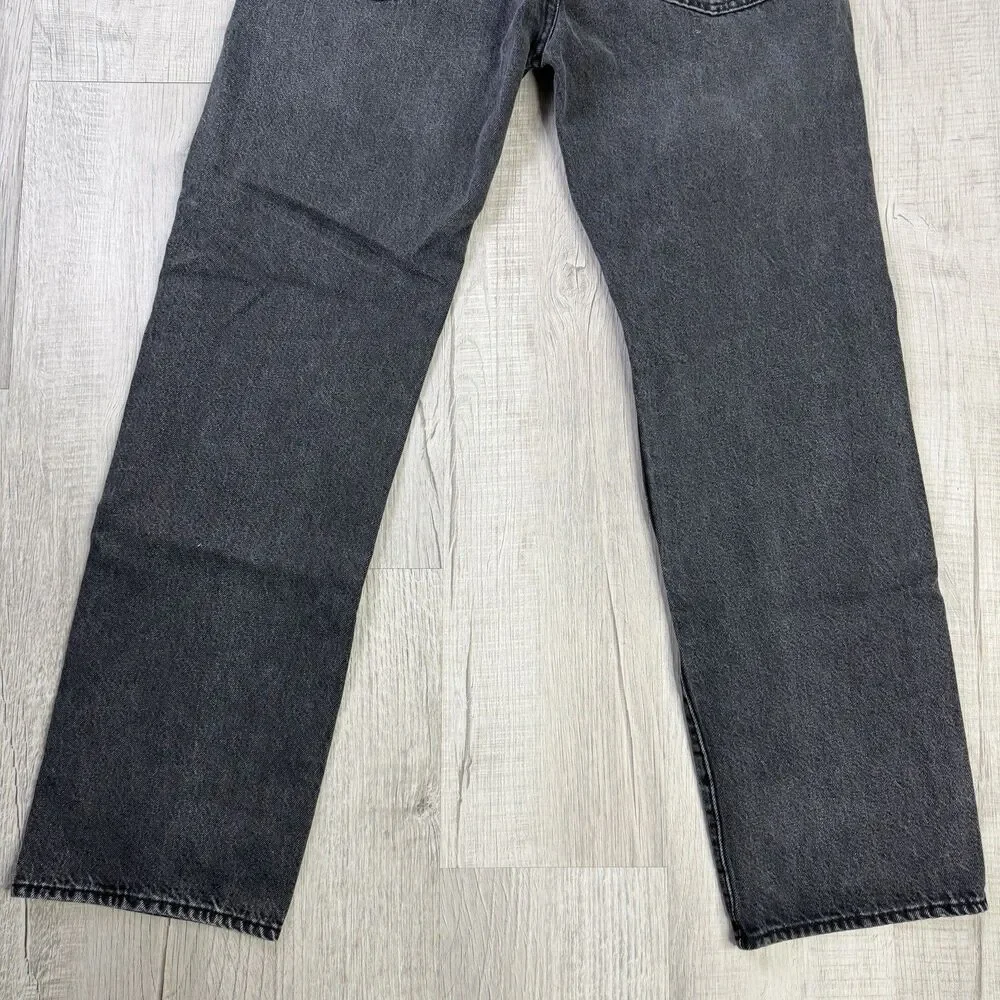 Levis Jeans Mens 33x32 Black 501 Straight Button Fly Western Distressed Denim N - Picture 13 of 13